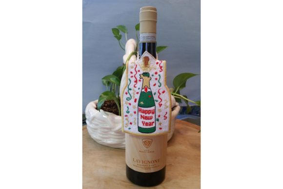 Happy New Year Bottle Dress: A Designer’s Take on Holiday Machine Embroidery
